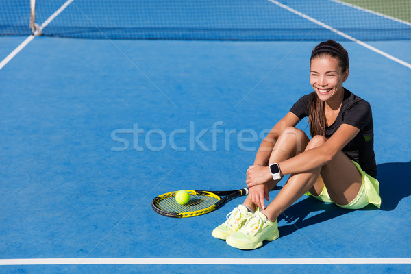 Tennis player woman wearing sports smartwatch Stock photo © Maridav