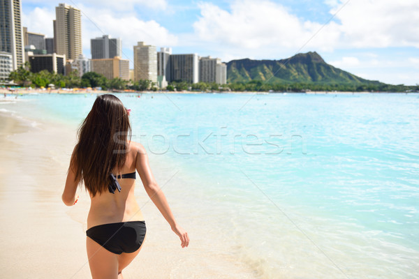 Bikini woman on Waikiki Beach, Oahu, Hawaii Stock photo © Maridav