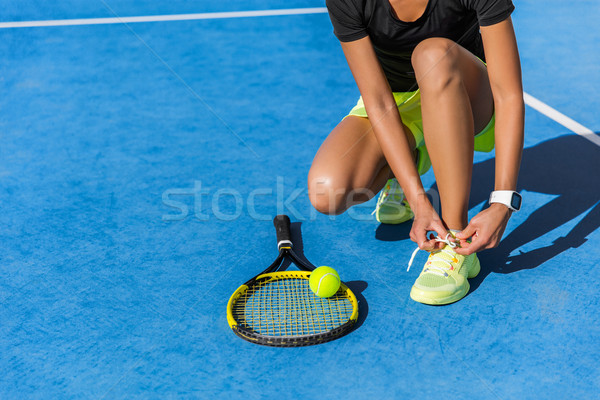 Tennisspieler bereit Laufschuhe Sport Frau Athleten Stock foto © Maridav