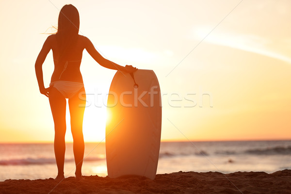 Water sport bodyboarding surfer woman beach travel Stock photo © Maridav