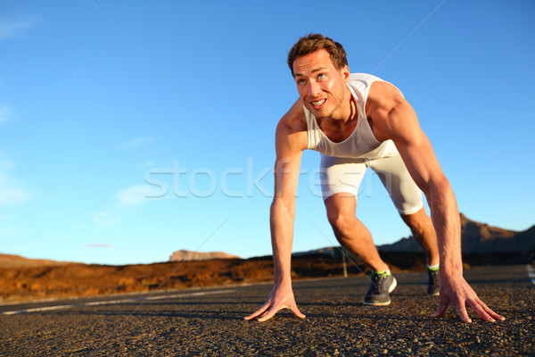 Sprint Mann läuft bereit starten laufen Stock foto © Maridav