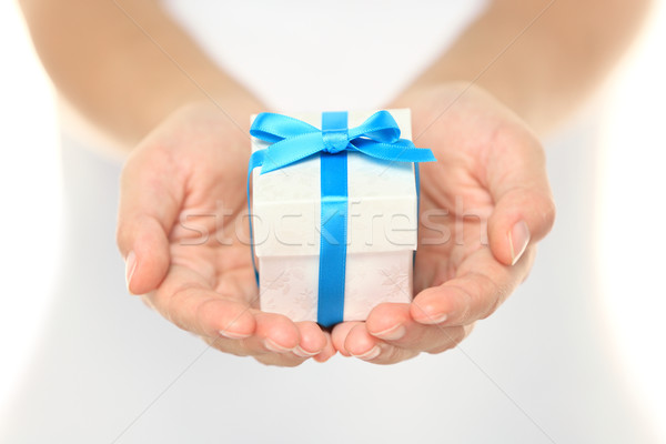 Gift box in female hands Stock photo © Maridav
