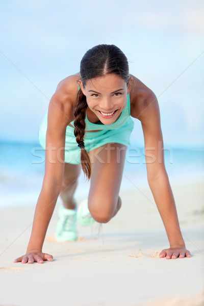 [[stock_photo]]: Fitness · fille · formation · core · montagne · entraînement