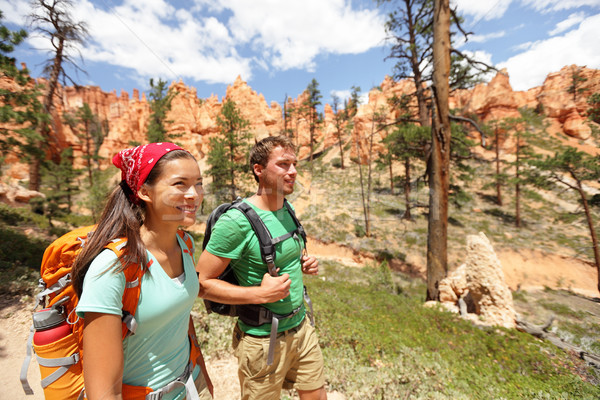 People hiking - couple hikers in Bryce Canyon Stock photo © Maridav