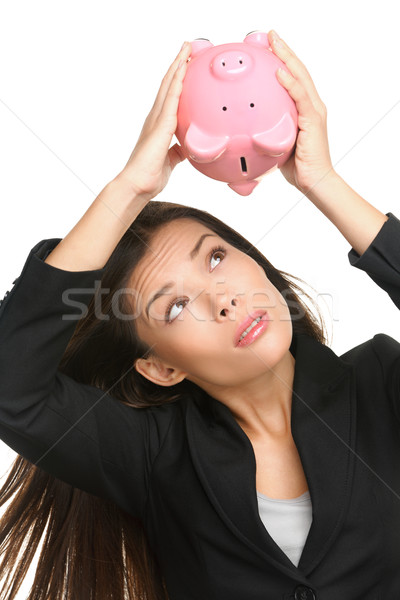 Stock photo: Empty piggy bank - money debt and bankruptcy