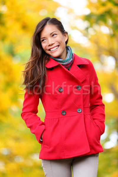 Autumn people - fall woman walking in forest Stock photo © Maridav