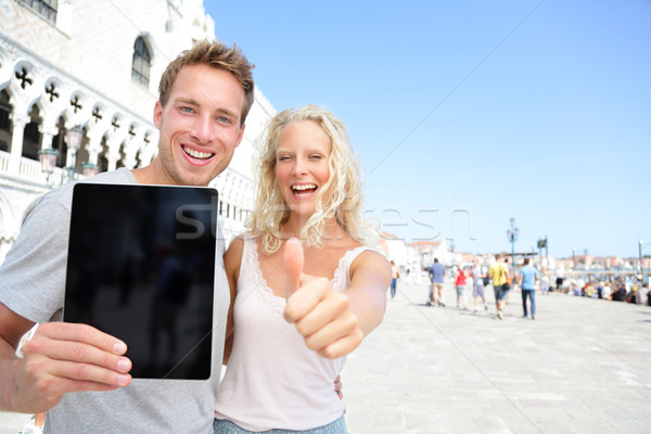 Cuplu călători Venetia ecran Imagine de stoc © Maridav