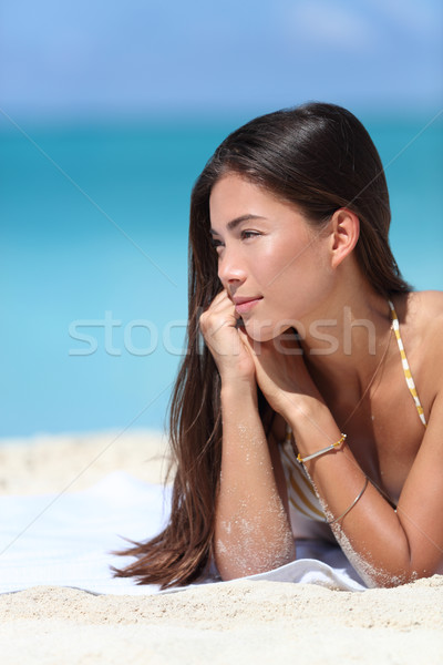 Zdjęcia stock: Asian · piękna · kobieta · relaks · plaży