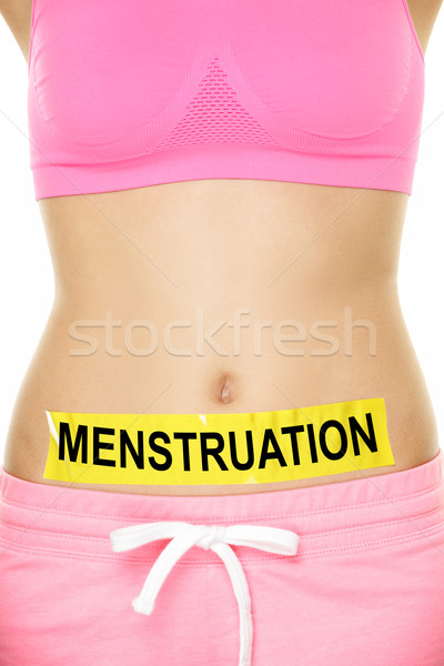 Menstruáció nő has szöveg meztelen citromsárga Stock fotó © Maridav