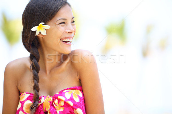 Beach woman happy looking to side laughing Stock photo © Maridav