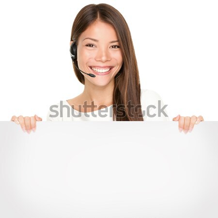 Beautiful Asian woman holding a blank sign Stock photo © Maridav