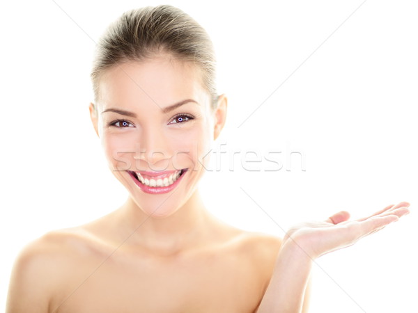 Body skincare care beauty Asian woman showing hand Stock photo © Maridav