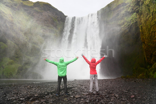 People by Skogafoss waterfall on Iceland Stock photo © Maridav