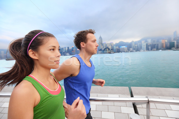 Lopen jongeren jogging Hong Kong stad paar Stockfoto © Maridav