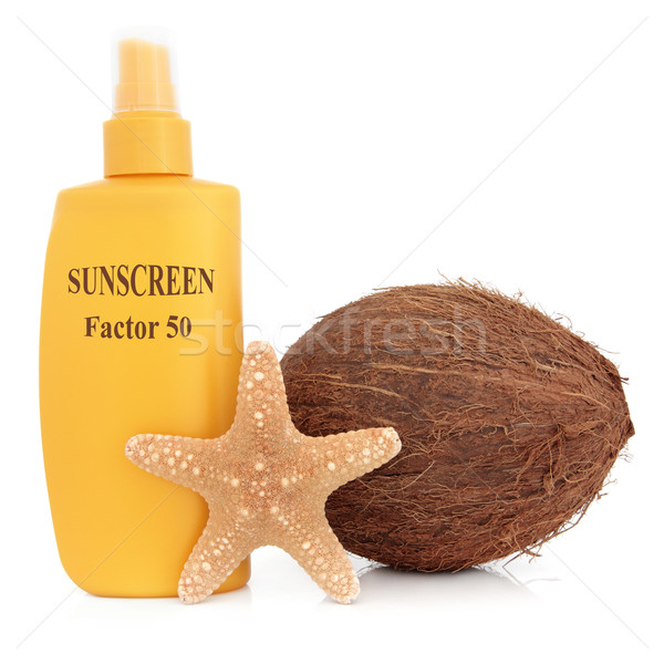 Factor cincizeci protecţie piele bronzata de soare lotiune sticlă Imagine de stoc © marilyna