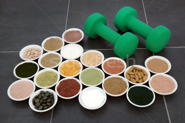 Stock photo: Body Building Powders and Vitamin Supplements