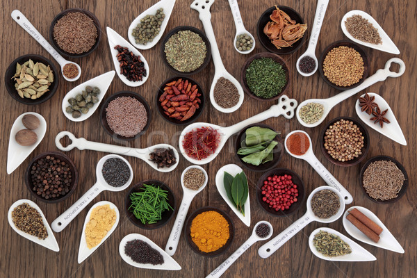 Culinair kruid Spice lepels kommen Stockfoto © marilyna