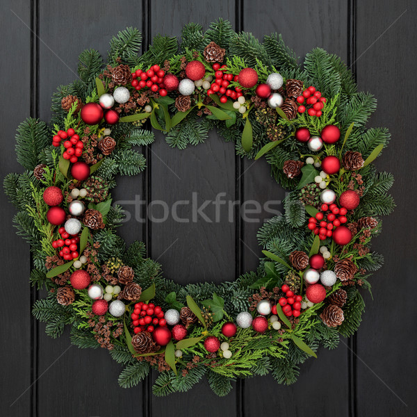 Natale decorazione ghirlanda rosso argento gingillo Foto d'archivio © marilyna