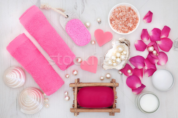 Rózsa fürdő szépségápolás szirom bőrápolás só Stock fotó © marilyna