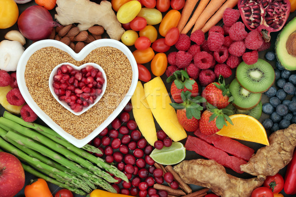Stockfoto: Gezondheid · voedsel · hart · fitness · zaden · groenten