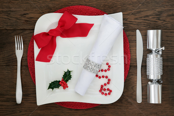 Stok fotoğraf: Modern · Noel · yer · yemek · masası · beyaz · kare