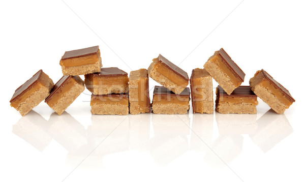 Csokoládé karamell cukorka négyzetek véletlenszerű képződmény Stock fotó © marilyna