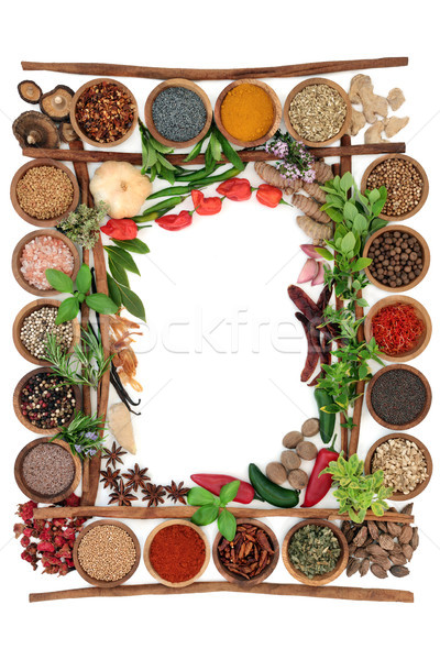 Abstract Herb and Spice Border Stock photo © marilyna