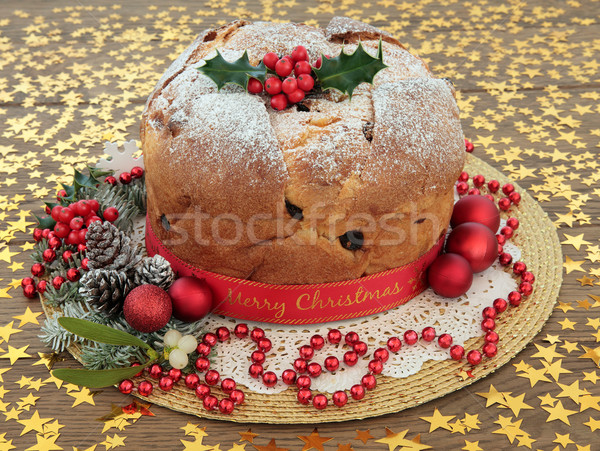 Alegre Navidad torta cinta muérdago decoraciones Foto stock © marilyna