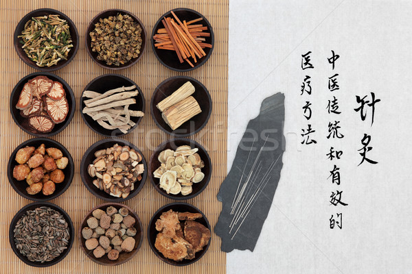 Tradizionale medicina cinese cinese agopuntura aghi Foto d'archivio © marilyna