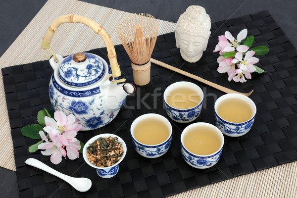 Japán tea szertartás távolkeleti teáskanna aszalt Stock fotó © marilyna