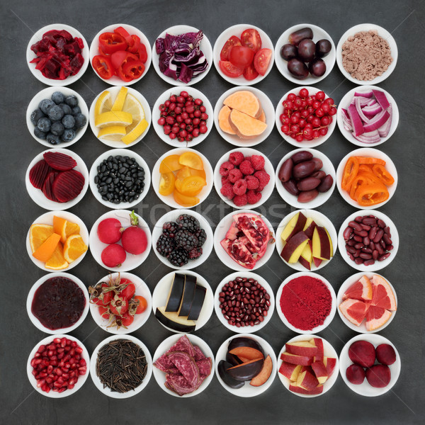 Gezond eten voedsel collectie super vruchten groenten Stockfoto © marilyna
