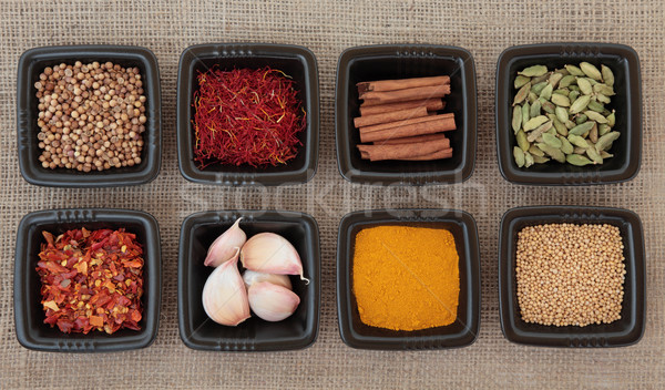 Przyprawy kolekcja kolendra musztarda nasion chili Zdjęcia stock © marilyna