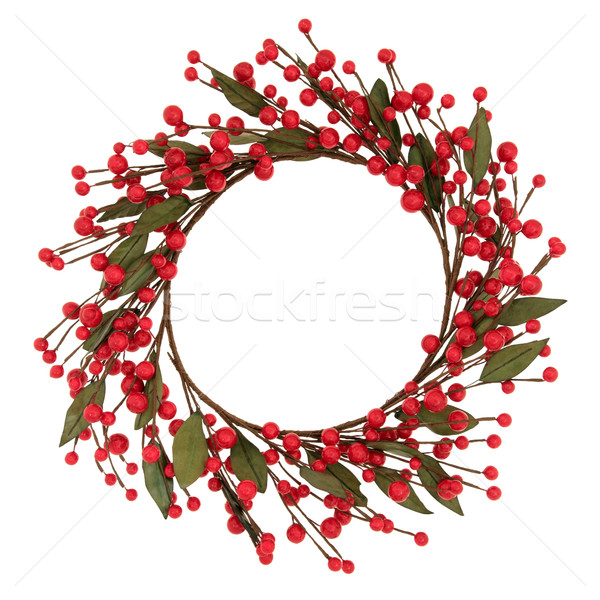 Red Bauble Wreath Stock photo © marilyna