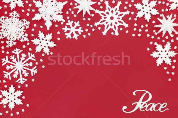 Stock foto: Weihnachten · Frieden · Zeichen · Schneeflocke · Dekorationen · weiß