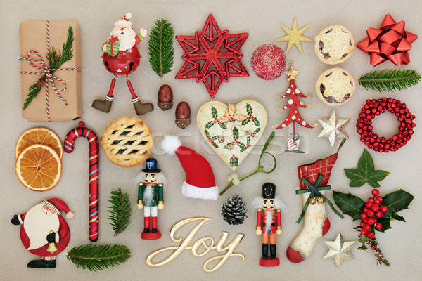 Christmas Joy Sign and Decorations Stock photo © marilyna