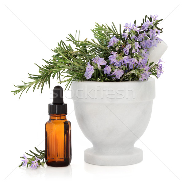 Rozmaring gyógynövény lényeg márvány aromaterápia illóolaj Stock fotó © marilyna