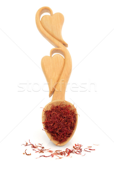 Sáfrány fűszer fából készült szeretet kanál szív Stock fotó © marilyna
