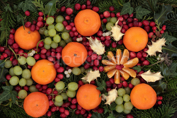 Stok fotoğraf: Noel · meyve · dekorasyon · mandalina · yeşil · üzüm