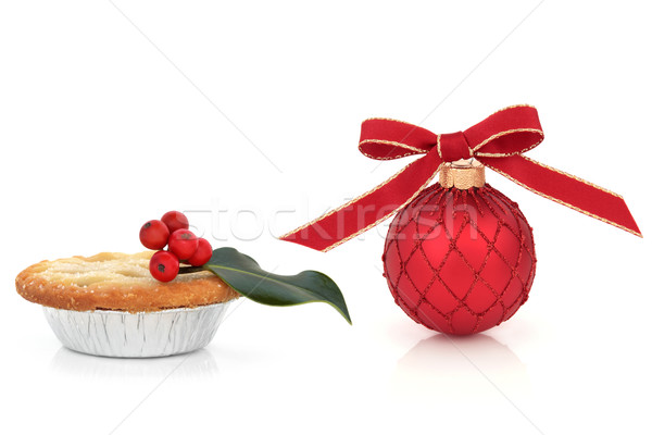 Noel önemsiz şey turta dekorasyon meyve yaprak Stok fotoğraf © marilyna