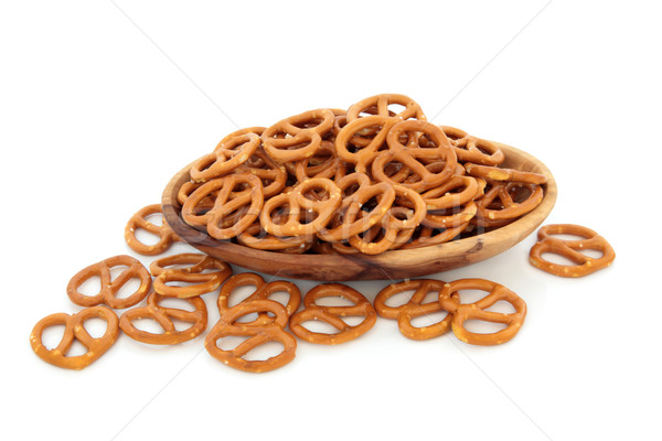 Stockfoto: Zoute · krakelingen · zoute · krakeling · biscuits · olijfolie · hout · kom