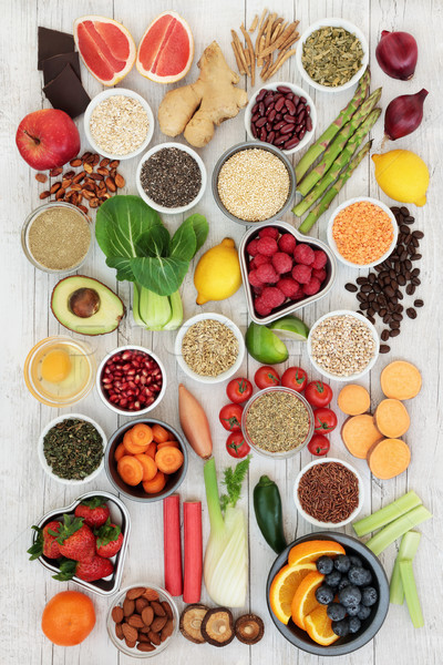 Super alimente dietă ingrediente ierburi folosit Imagine de stoc © marilyna