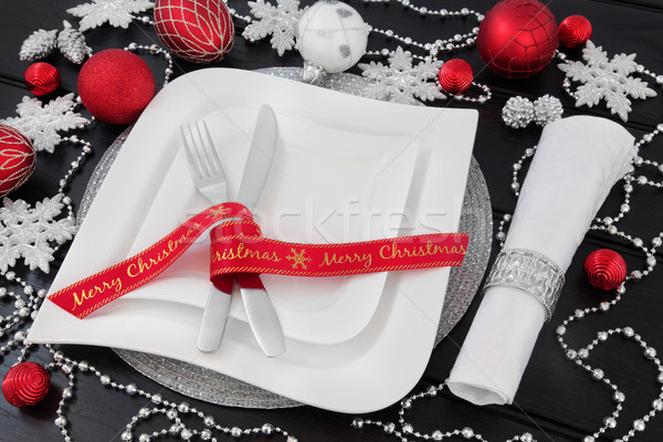 Mooie christmas tabel tafel witte porselein Stockfoto © marilyna