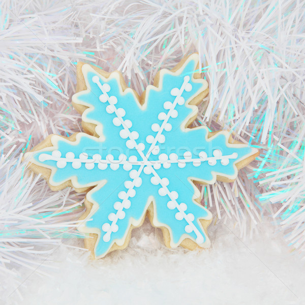 Stock foto: Schneeflocke · Keks · Weihnachten · Lebkuchen · Schnee · dekorativ