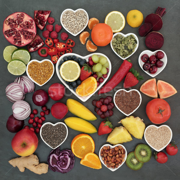 Stock foto: Gesundheit · Essen · Ernährung · Obst · Gemüse · Nüsse