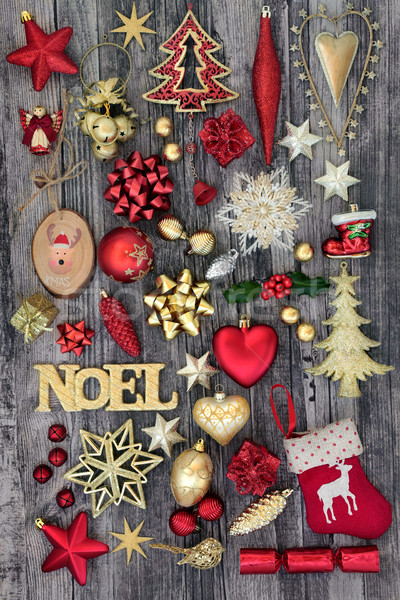 Christmas Noel Sign and Decorations Stock photo © marilyna