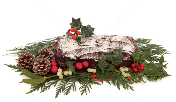 Yule Log Chocolate Cake Stock photo © marilyna