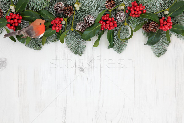 [[stock_photo]]: Traditionnel · hiver · frontière · Noël · décoration · flore