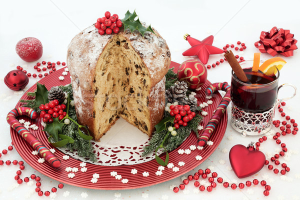 Panettone Cake and Mulled Wine Stock photo © marilyna