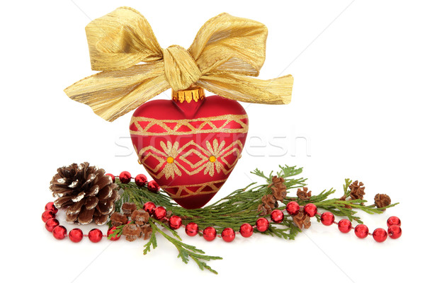 Noel önemsiz şey flora kırmızı kalp Stok fotoğraf © marilyna