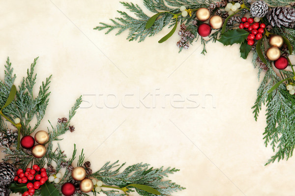 Natale decorativo confine rosso oro gingillo Foto d'archivio © marilyna